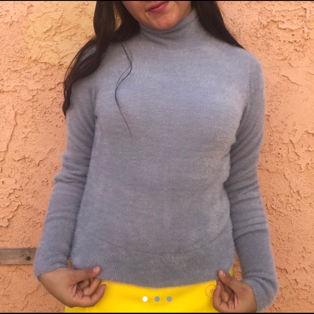 LEITH BLUE SUPER SOFT FUZZY SWEATER